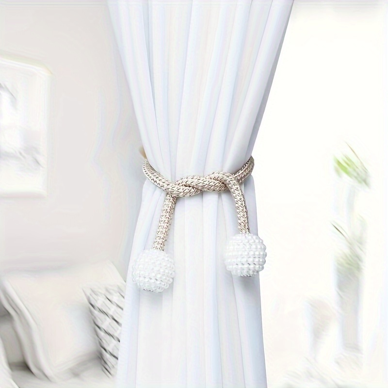 2pcs   polyester curtain tie backs silvery finish window drapery holdbacks for home and office decor details 3