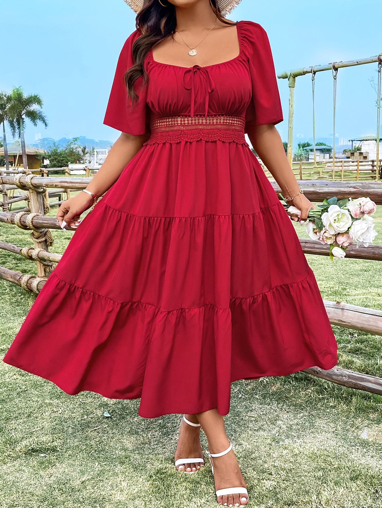 A line midi lace skirt women 5585