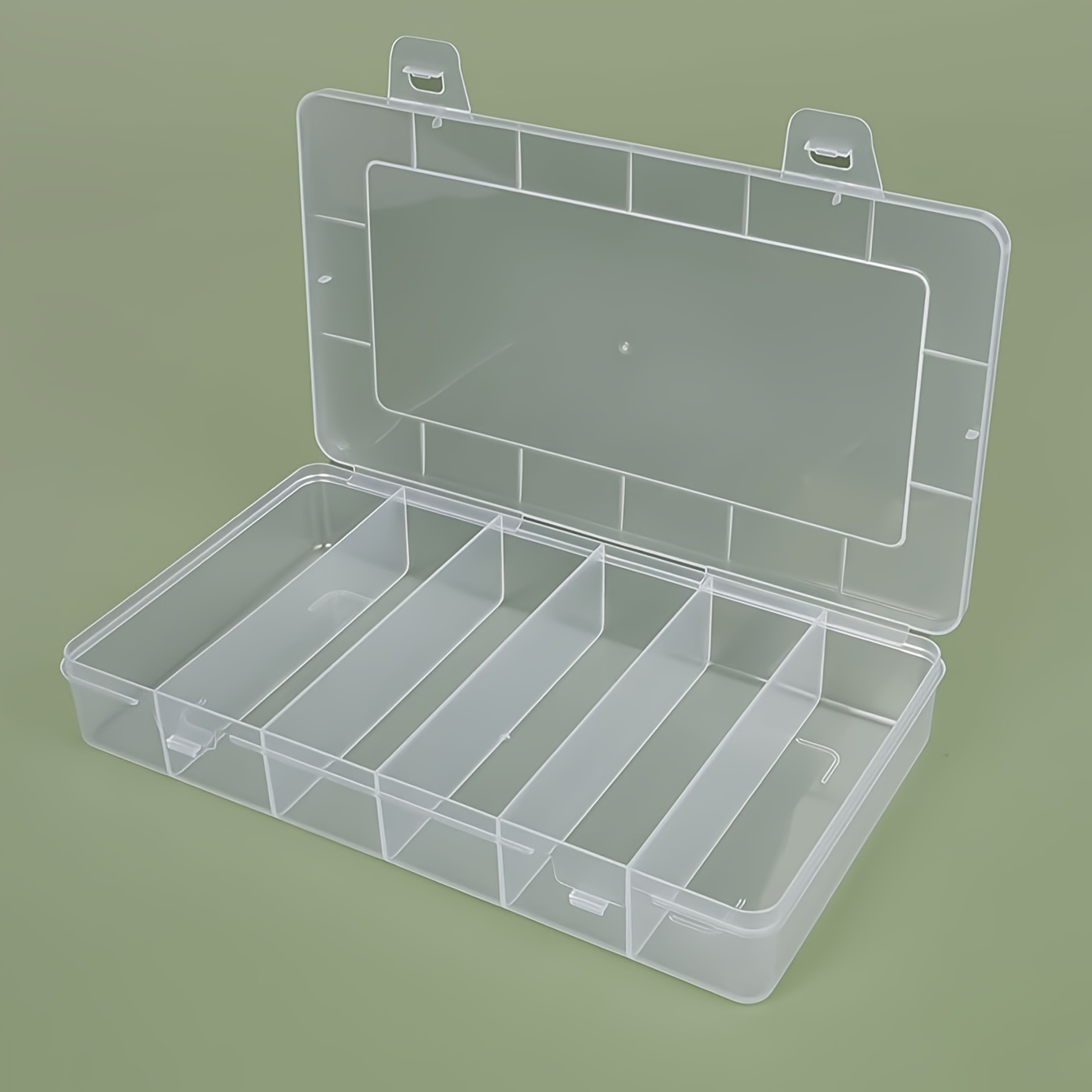 

1pc Plastic Storage Box, 6-compartment Organizer, Desk Accessory, Lid , For , , , , 6.3x4.3x2., , Bins & For Organization