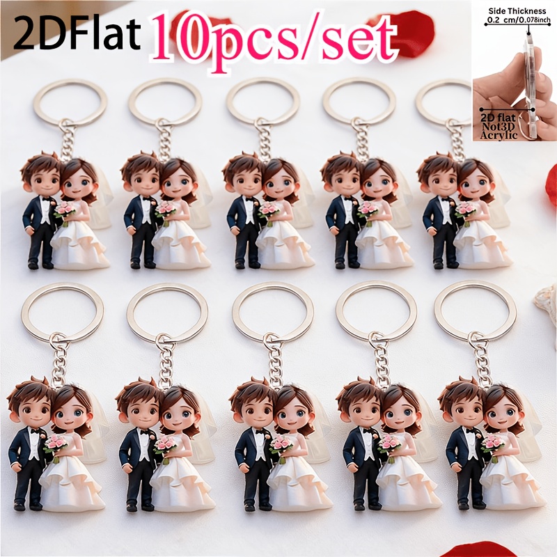 TEMU 2d Flat, 2d Flat 10pcs Bohemian Style Couple Keychain Set, Suitable As Event Gifts, Packaging Decorations, Backpack Decorations, And Gifts For .