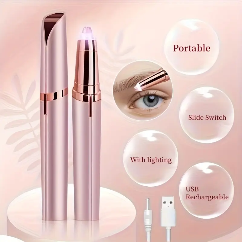 dora eléctrica para cejas y facial de mujer - epilador con carga usb, afeitadora & recortadora portátil beige . ideal regalo navidad, aniversarios, día del amor o madres: , nariz e inglés. 3d elevación + botón push-button ergonómico control 2