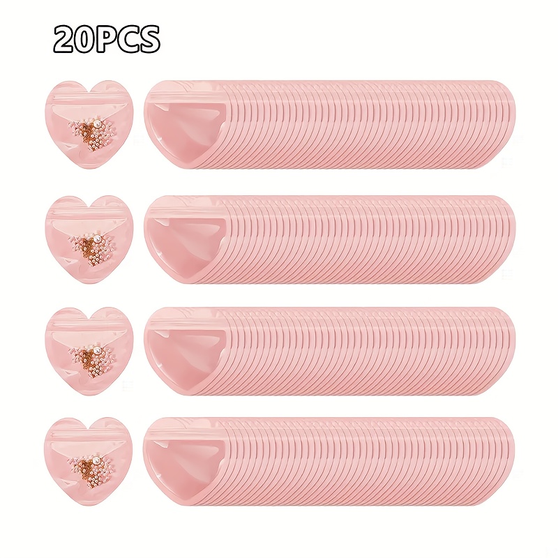 TEMU 20pcs Jewelry Bags With Heart Cutouts & - Elegant Jewelry Storage Boxes With Lid-like Top, | Secure Closure For Necklaces, Earrings, Bracelets |