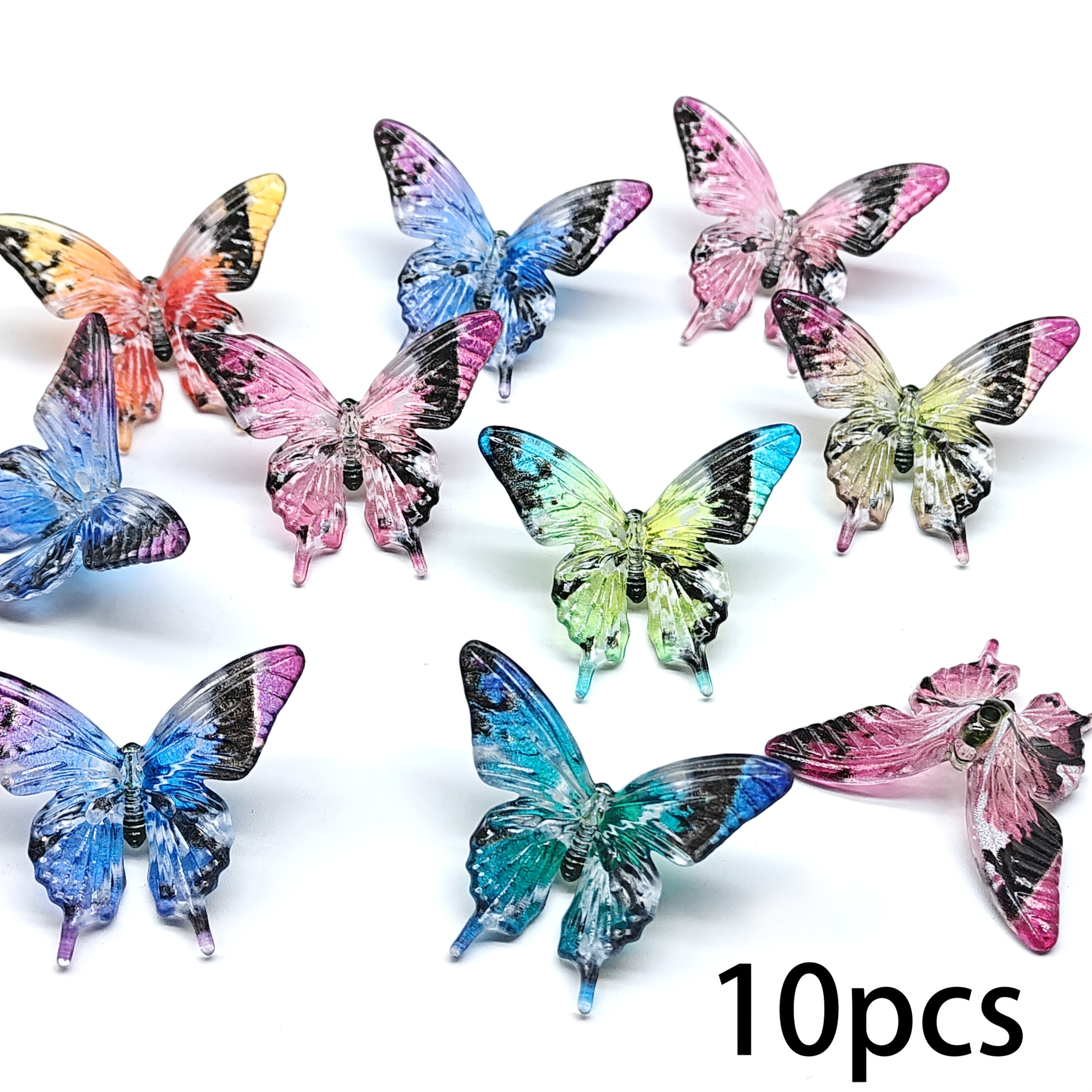 E-shop 3D Perforierte Acryl Schmetterling 10 Stück, Zufällige Farben, Kreativmaterial, Schmuckherstellung, Kleiderdekoration, Handgemachte