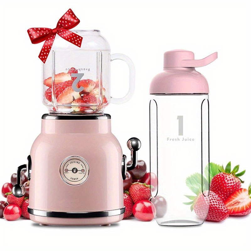 TEMU Pink 3-in-1 Fruit Juicer Blender Combo With , 30s Quick Juice And Shakes, Personal Mini Blender For Smoothies And Shakes