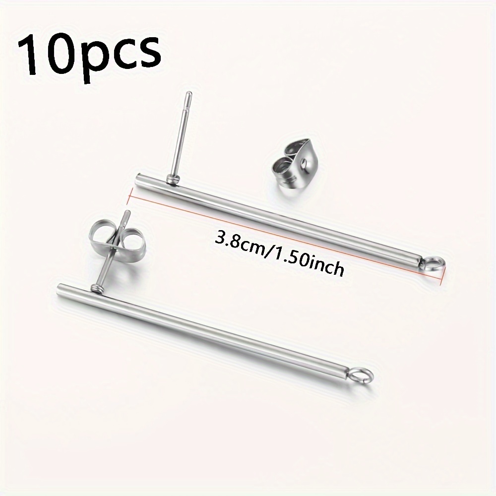 TEMU 10 piezas de soporte para aretes de acero inoxidable, aretes hipoalergénicos con tapones para los oídos, aretes de borla largos y cortos, aretes