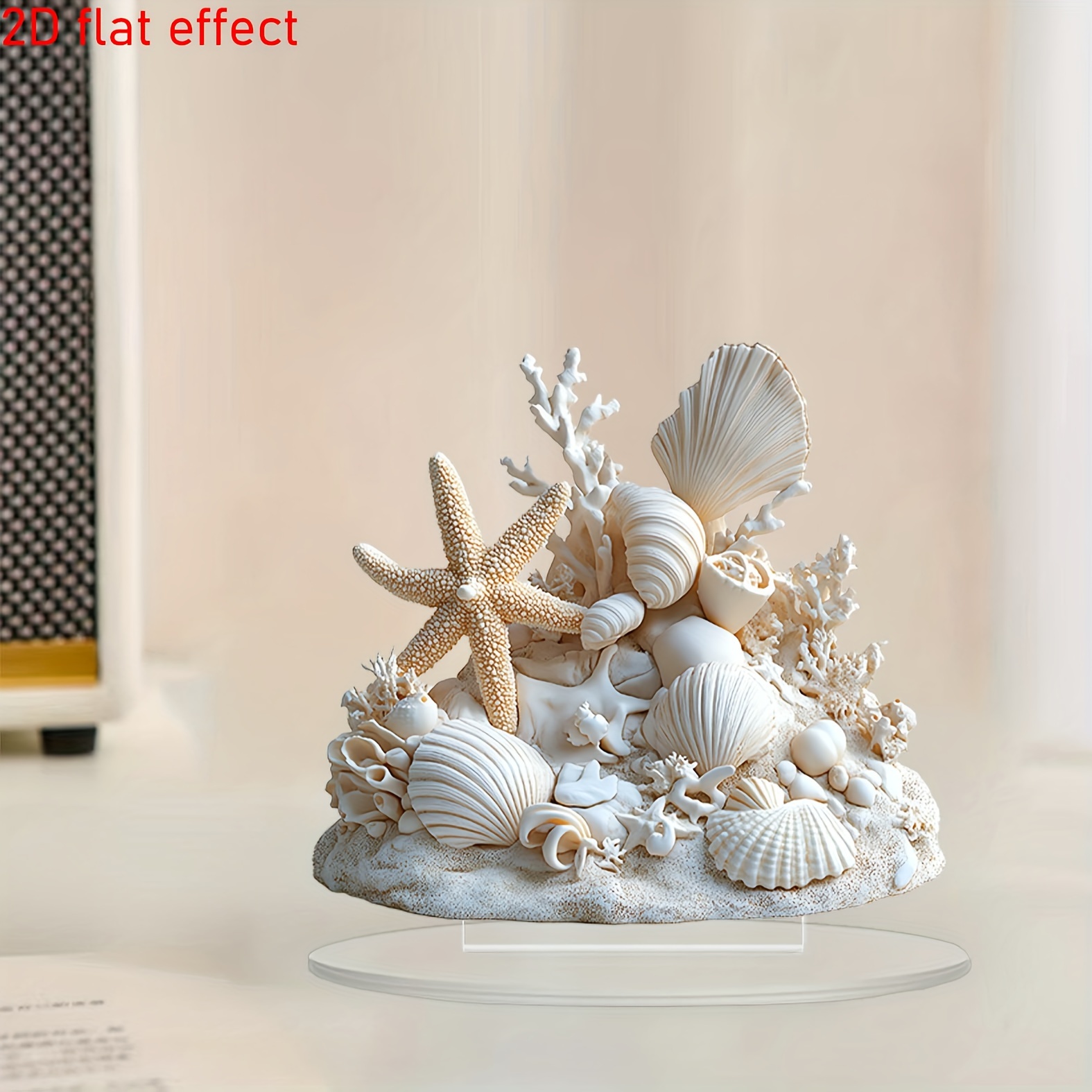 

1pc Coastal Acrylic 2d Starfish Shell Coral Desktop Decoration, Multifunctional Home And Kitchen Decoration, Sunlight , No Power Needed, Suitable For Party And Window Display