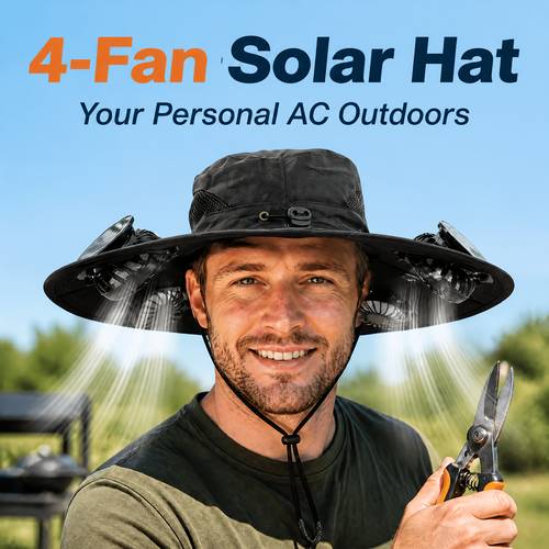 solar powered fan hat with 4 fans sun protection usb charging adjustable speed settings outdoor solar charging with adjustable fan angle features a wide brim for sun protection ideal for summer outdoor activities such as hiking