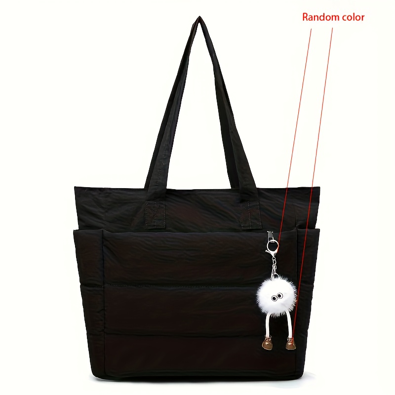 TEMU New Commuter Tote Bag Large Capacity Women's Casual Shoulder Bag Lightweight Fluffy Beach Bag Women's Handbag The Color Of The Pendant Is Random