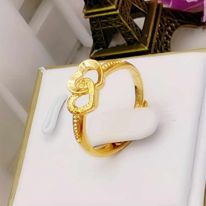 1pc Double Hollow Heart-shaped Ring For Men