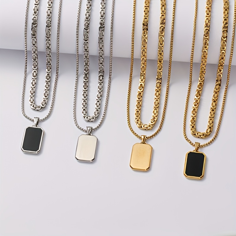 Men's Handcrafted Link-Style Emperor Necklace Set, 3 Pieces