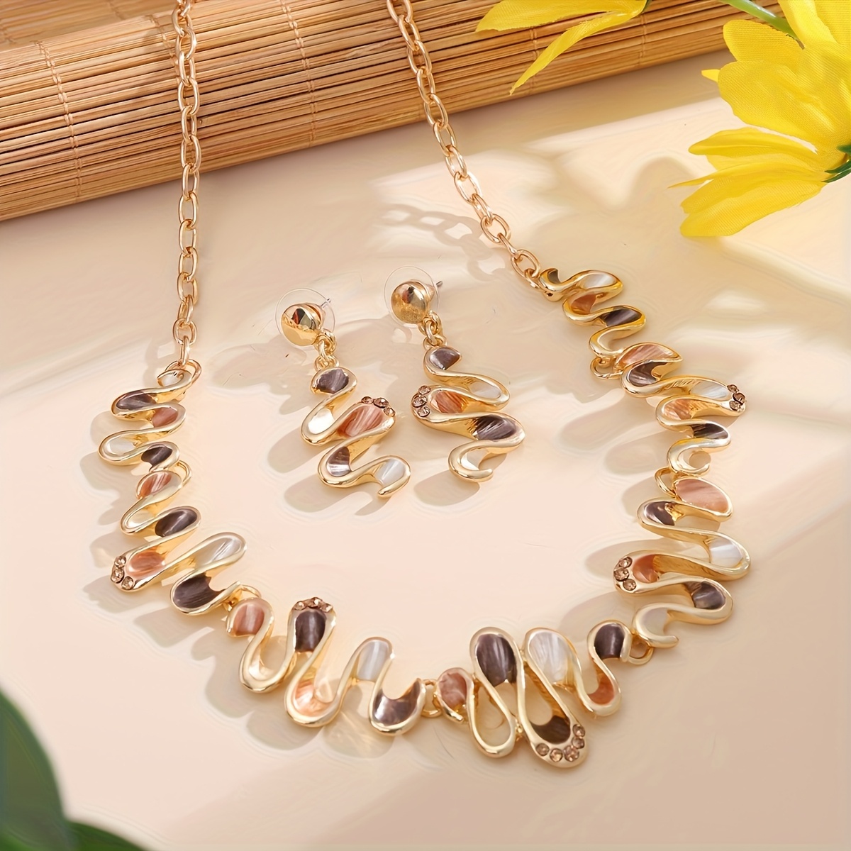 Zinc Alloy Serpentine Necklace Earrings Set