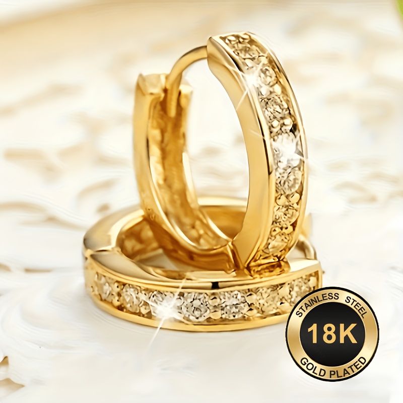E-shop Ein Paar 18K vergoldete, hypoallergene runde Ringohrringe, eleganter luxuriöser Stil, Verlobungs- Hochzeitsohrringe für Damen