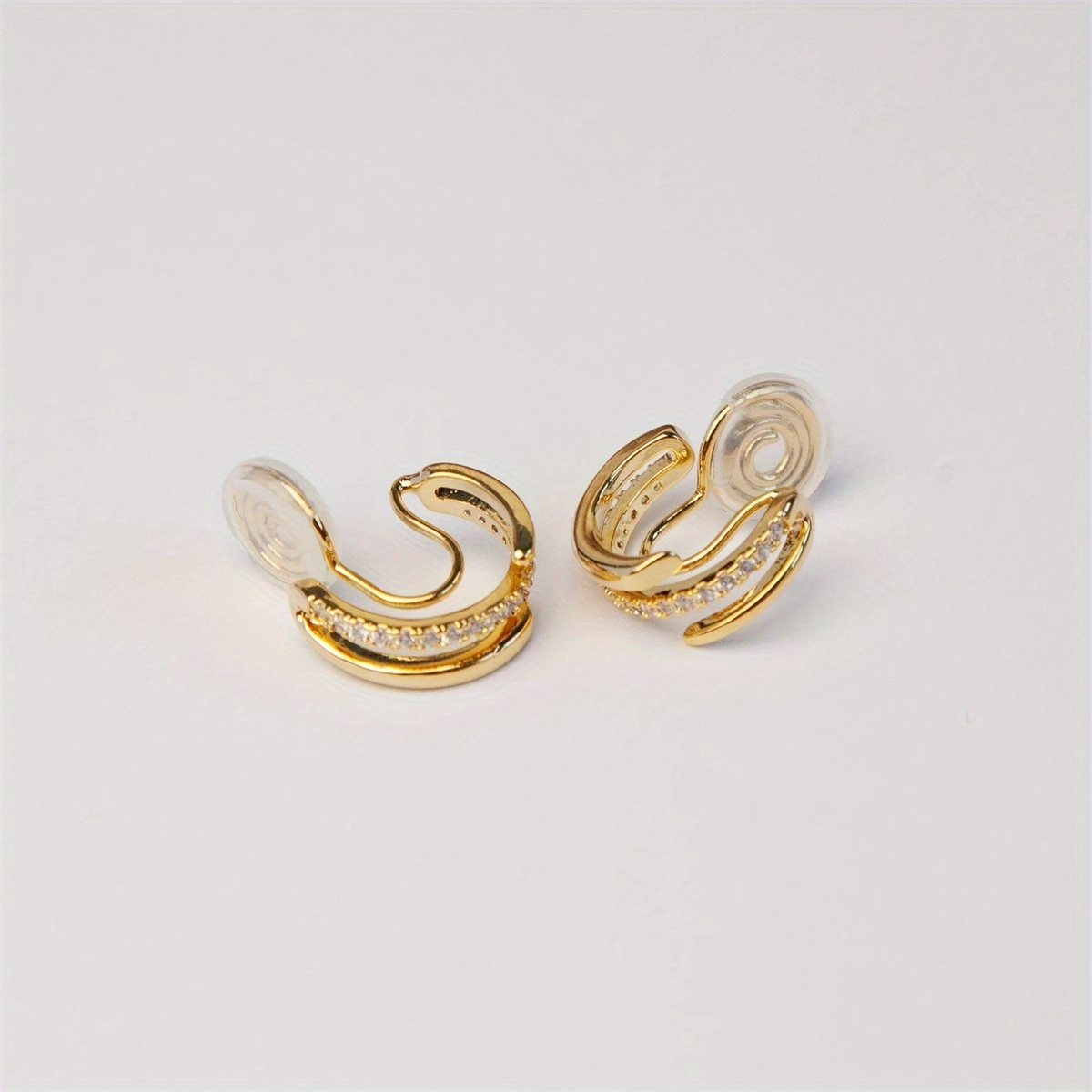 TEMU 1 par, Moda europea y americana - Cobre con incrustaciones de circonita sintética - metálica - Pendientes de espiga de moda unisex, adecuados