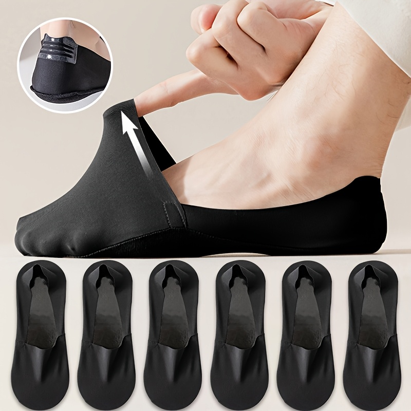 E-shop 6 Paar NCDATE Atmungsaktive Anti-Rutsch-Silikon-Griff Socken – Weiche, Bequeme Unsichtbare Bootssocken für Männer & Frauen, Schwarz,