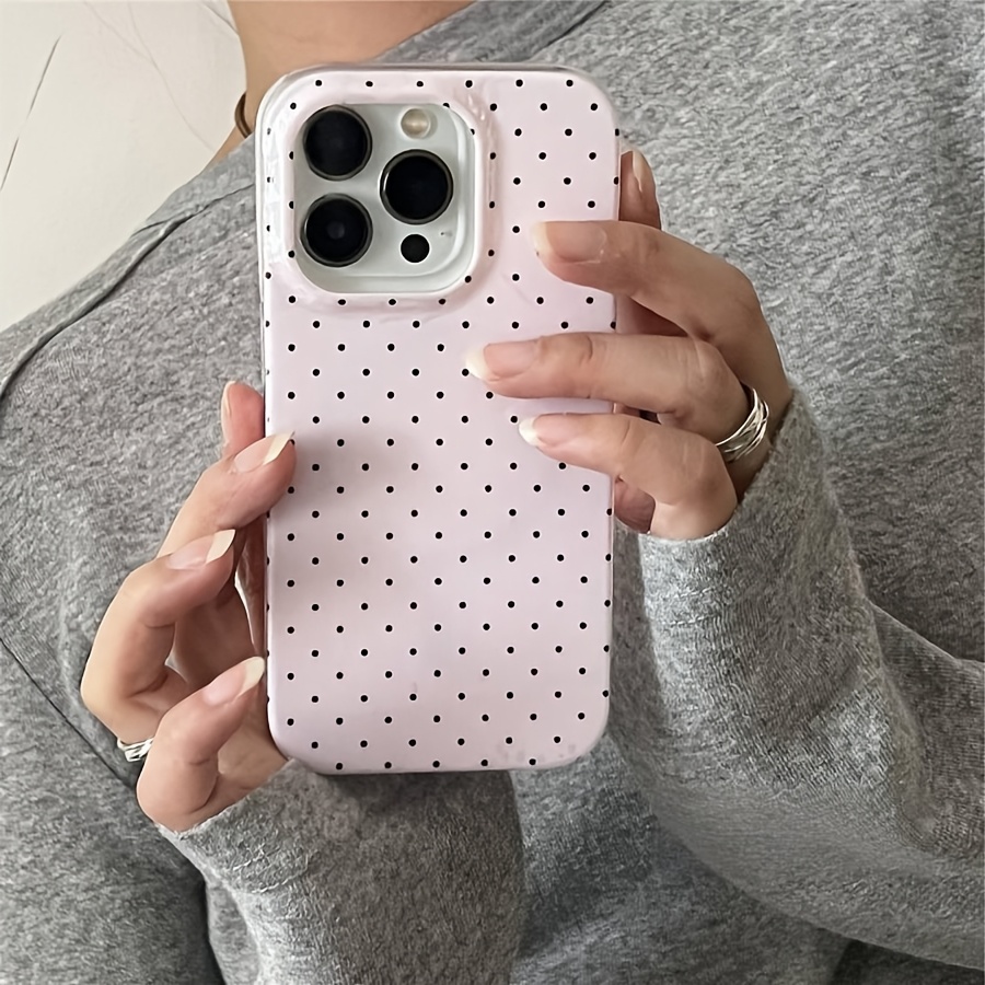 TEMU Phone Case: Phone Case - Cute Vintage Minimalist Polka Dot Phone Case, Compatible With Iphone 17 Pro, 16, 15, 14, 13, 12 Pro Max, And 11 Models.