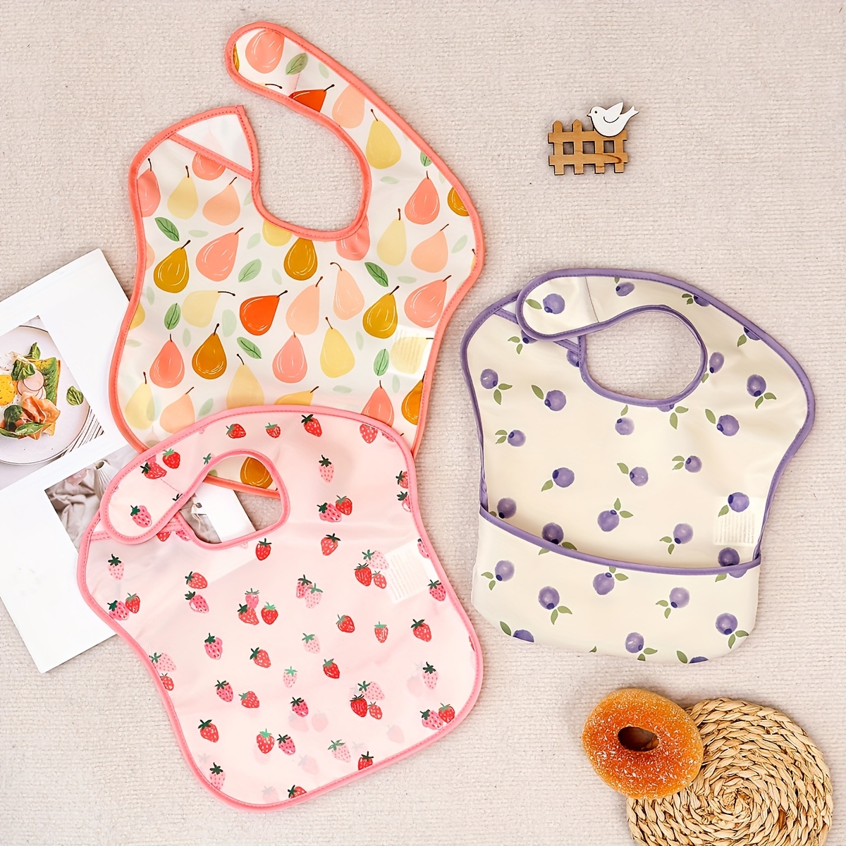 3pcs Baby Bib Set Polyester Feeding Neck Protectors For Babies