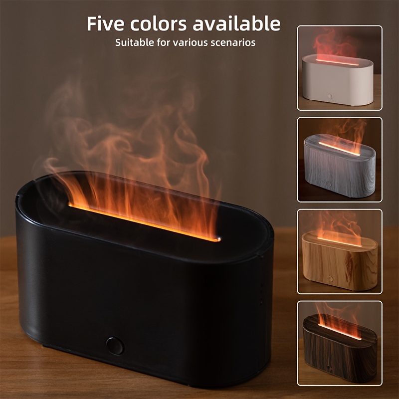 simulation flame humidifier colorful atmosphere lamp aromatherapy diffuser intelligent timing anti dry burning household desktop humidifier details 6