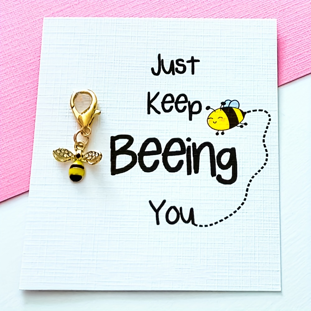 

Just Keep You Bee Charm Keyring - Positivity Gift, Inspirational Animal Key Ring For Bags, Purses, Backpacks, And Cars - Perfect Gift For Friends, Christmas, Graduation Day, And More - Metal Charm