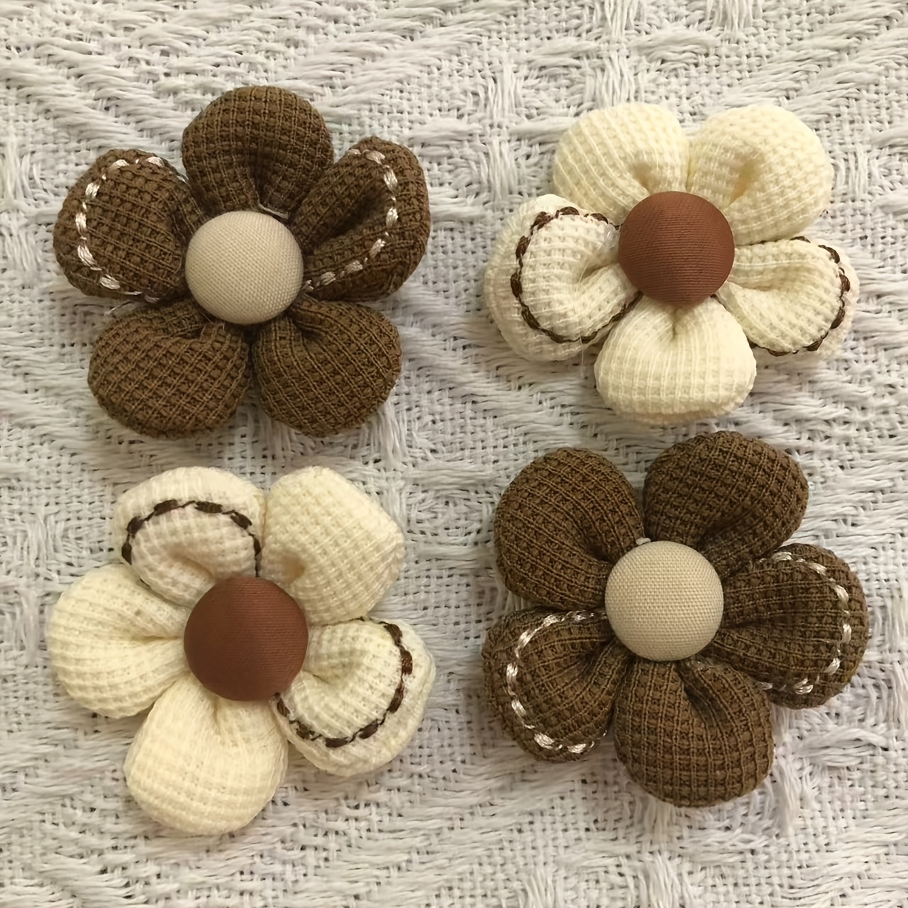 TEMU 4 pezzi di fiori misti color marrone a 5 petali, materiali per abbellimenti adatti per toppe decorative fatte a , per abbigliamento, , scarpe,