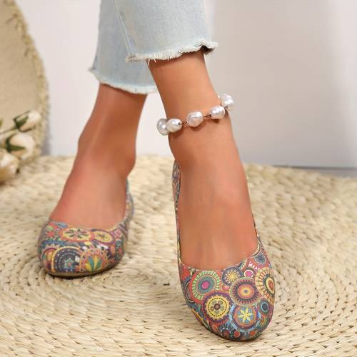 a pair of bohemian style womens flat shoes lightweight and comfortable with rebound insoles suitable for