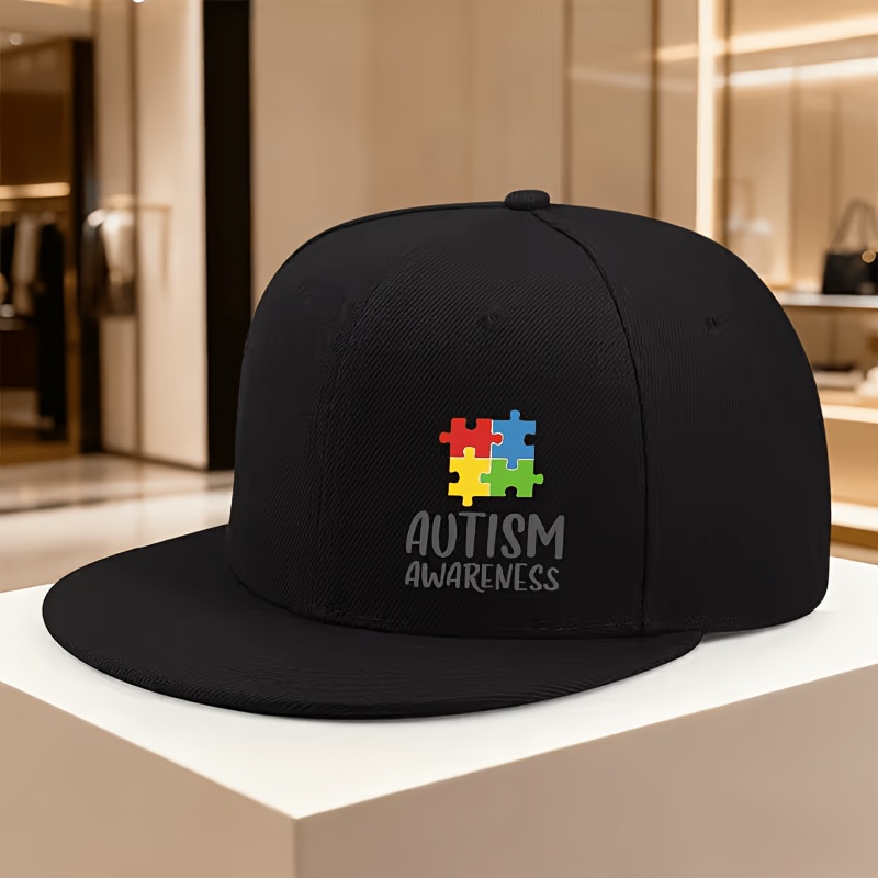 TEMU 1 Casquette de baseball unisexe tendance hip-hop, casquette réglable de sensibilisation à l'autisme, casquette de baseball légère, imprimée et