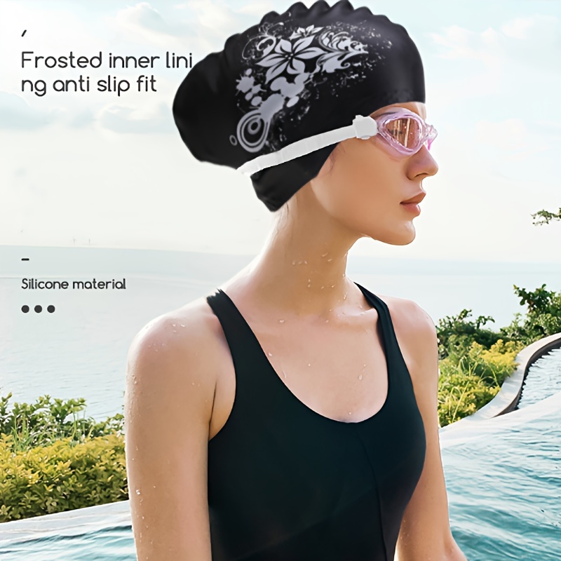 swimming cap for long hair by large silicone swim cap for women men and     for long hair Product details 7