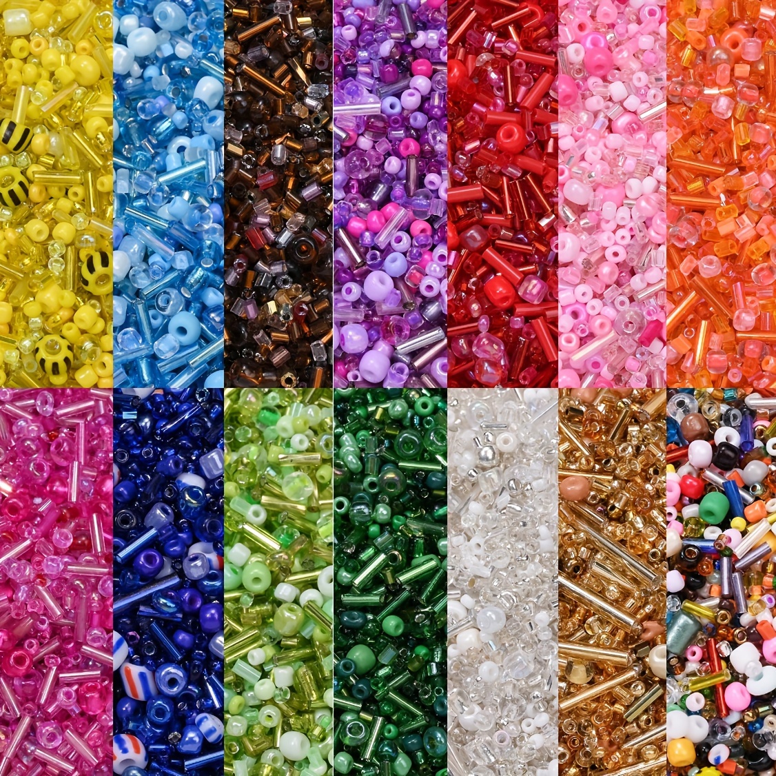 15g 750 900pcs 2 16mm glass seed beads 15 styles tube loose glass seed spacer beads colourful small mini beads twisted beads waist beads jewelry bracelet necklace earring friendship craft beading weaving random