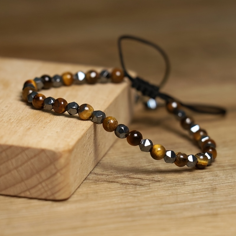 Image of Natural Stone Bohemian Vintage Eye Stone Bracelet: Asymmetric Beaded Design, —chic Daily Jewelry & Thoughtful Gift