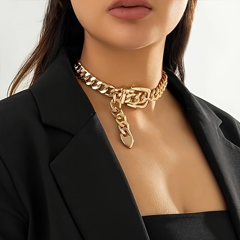 belt style chunky chain choker necklace women Temu Saudi Arabia