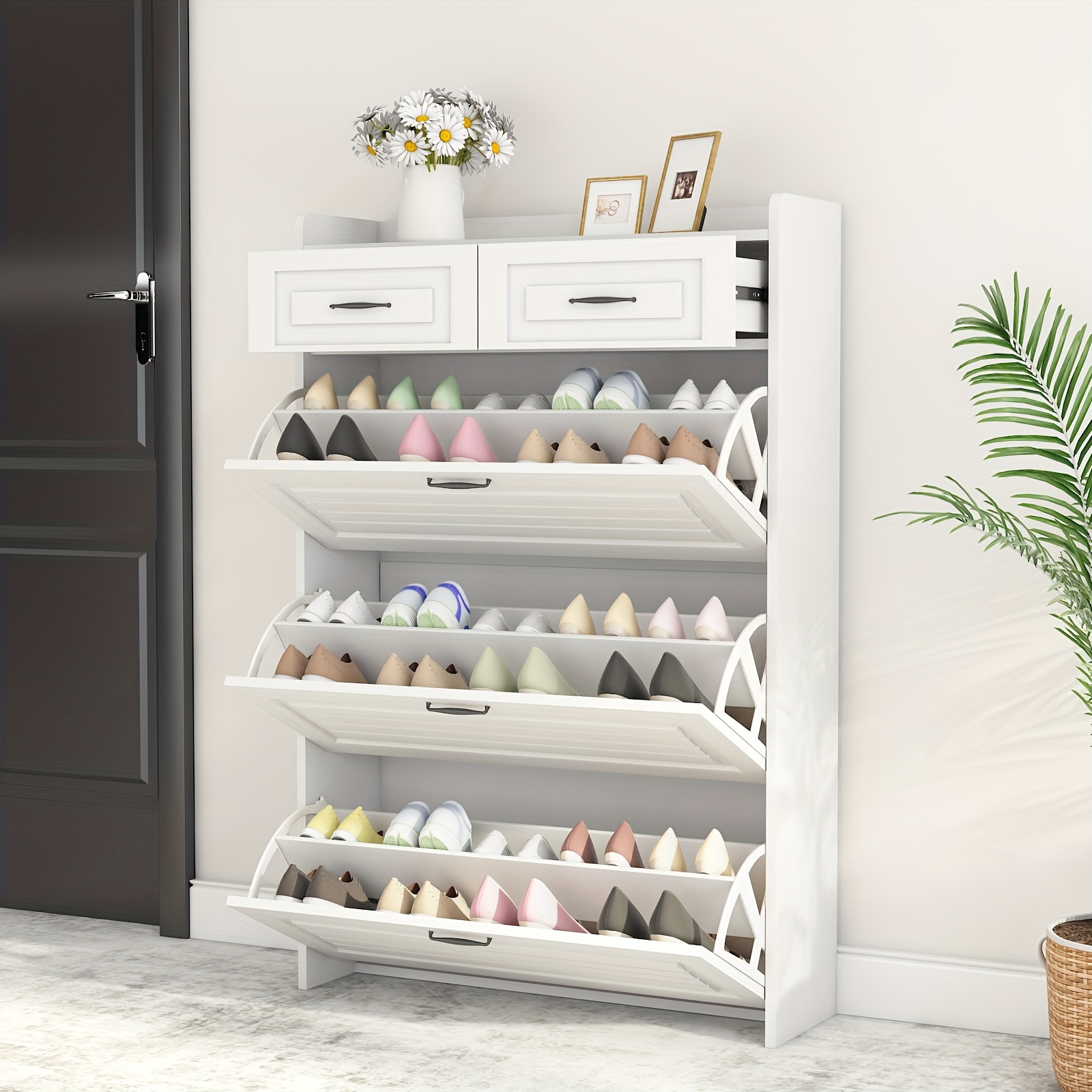 TEMU Narrow For Entryway, Storage Organizer 3 2 Drawers, Rack Wood 4 Storage For Hallway, Apartment