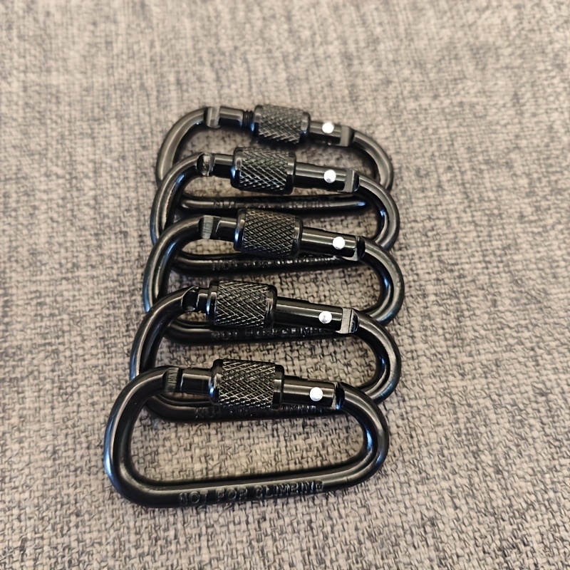 Image of 5pcs 2.17-inch D-shaped Heavy-duty Outdoor Keychain, Aluminum Alloy Long Nut Outdoor Tent Hook, Cup Hanger