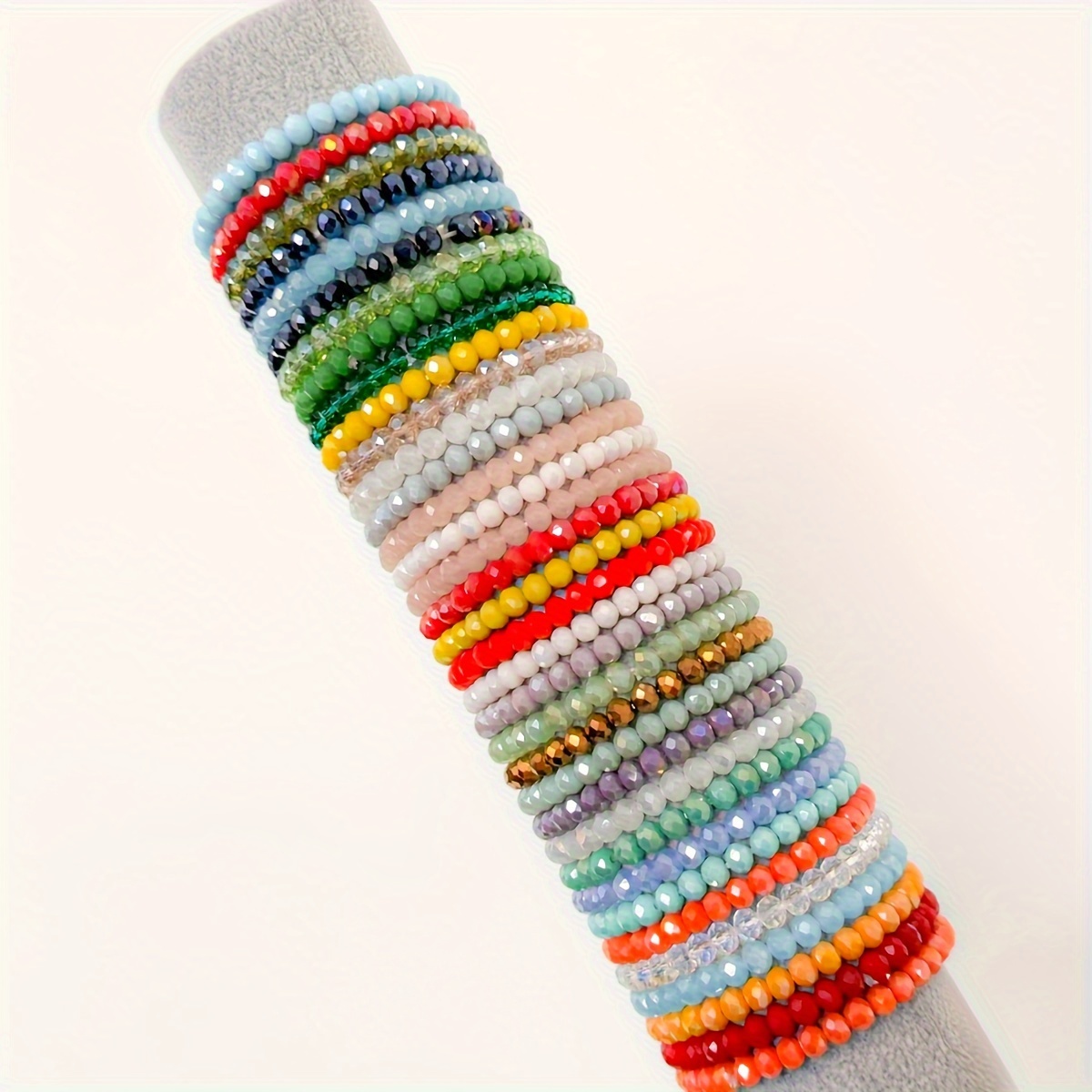 

36pcs Boho Chic Beaded Bracelets, Assorted Colors Artificial Gem Bead, Elastic Bohemian Stackable Fashion Bracelets For Women, Summer Accessory