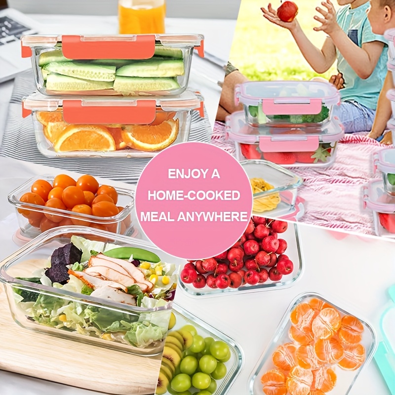 20pcs 10 lids 10 glass bowls large capacity food grade glass crisper set reusable food storage box with lid for microwave refrigerator heating freezing storage pre meal preparation storage container no electricity required Product details 5