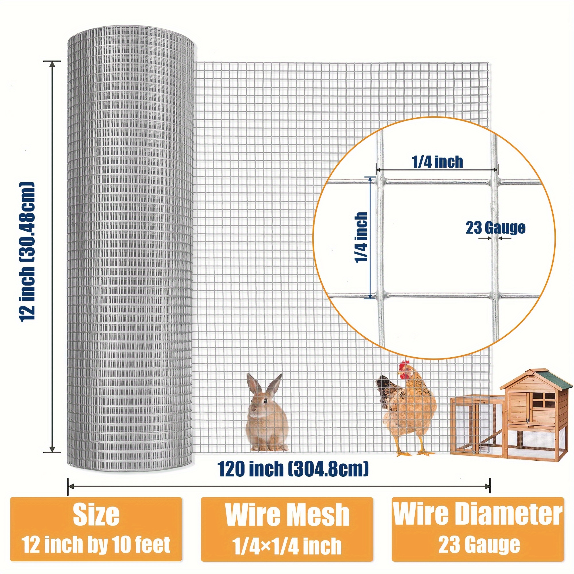 TEMU Hittite Cloth 1/4 24 X Ft, 23 Roll For , Galvanized Welded For Poultry Projects