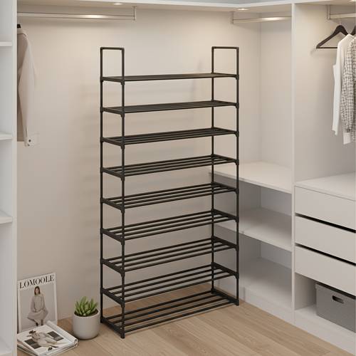 10 tier metal shoe storage shelf stackable black shoe organizer for entryway bedroom 11 5 d x 36 w x 68 3 h 22lb per tier capacity holds 30 pairs of shoes