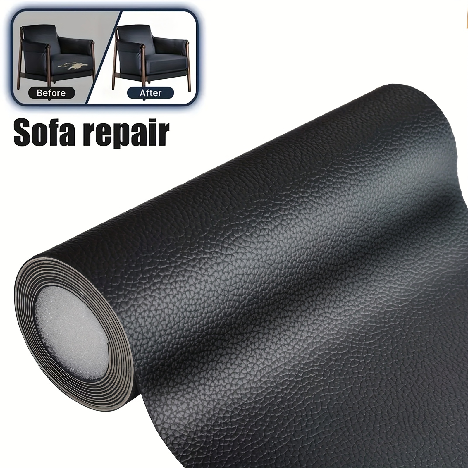 TEMU Strong Self Adhesive Leather Repair Patch, Large Size 7.92x44. Faux Leather Repair Tape Kit For Damaged Leather Sofa, Couch, Car Seats, Chair,
