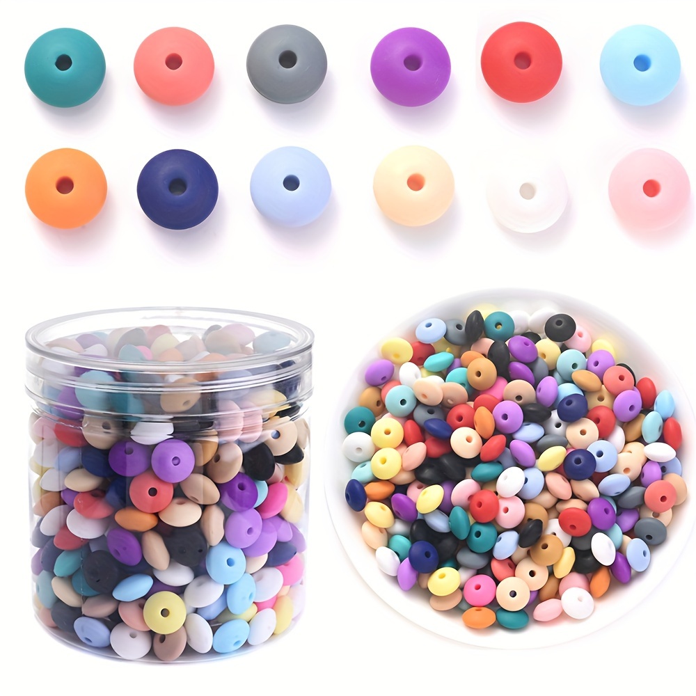 

500pcs/box Colorful Silicone Lentil Beads 6x12mm Abacus Beads Loose Spacer Jewelry Beads For Diy Pen Necklace Keychain Bag Phone Chain Handmade Supplies