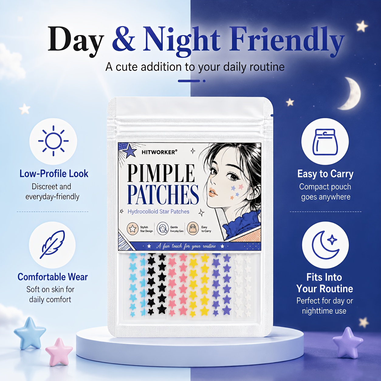 240pcs Colorful Hydrocolloid Star Pimple Patch for Skincare