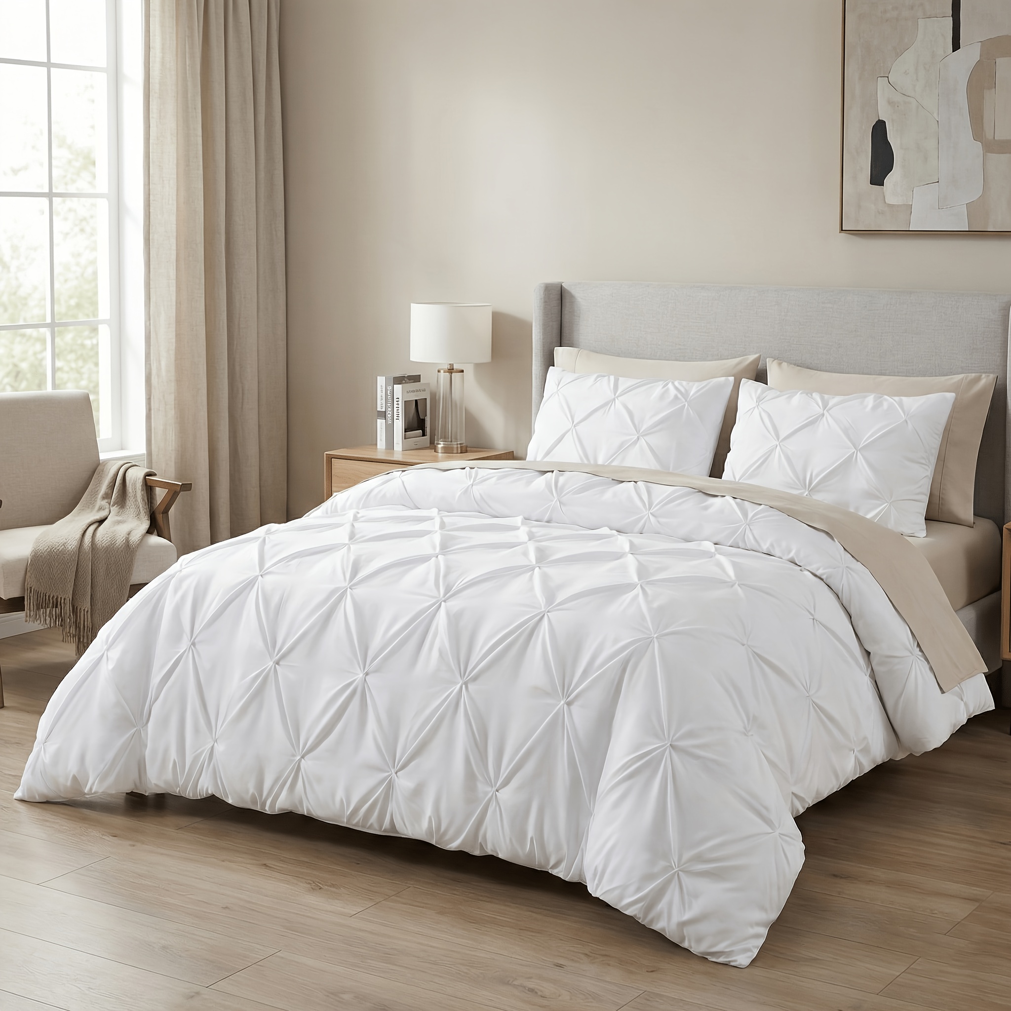 TEMU 3pcs Quilted Bed Set, Breathable Warm Transition Bedding, Friendly Lightweight Bed, Eu Standard Sizes, Fast Local Delivery, 1 Duvet Cover And 2