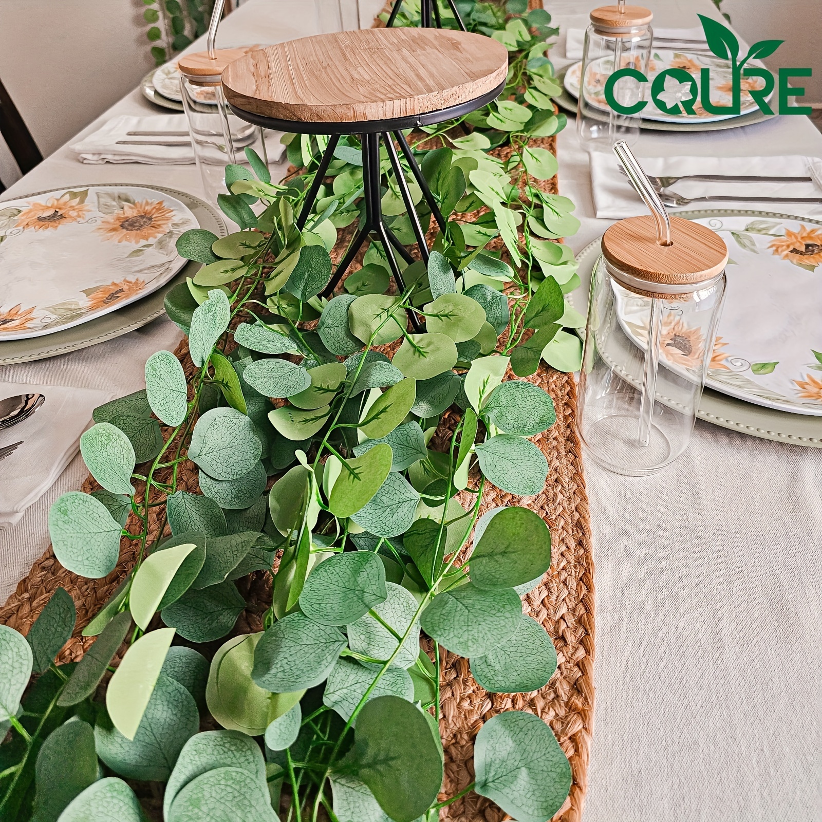 

Cqure 32pcs 252 Feet Artificial Eucalyptus Garland - Perfect For Weddings, Parties & Home Decor Versatile Table Runner, Arch Accent & Wall Hanging Elevate Your Space With Chic Greenery