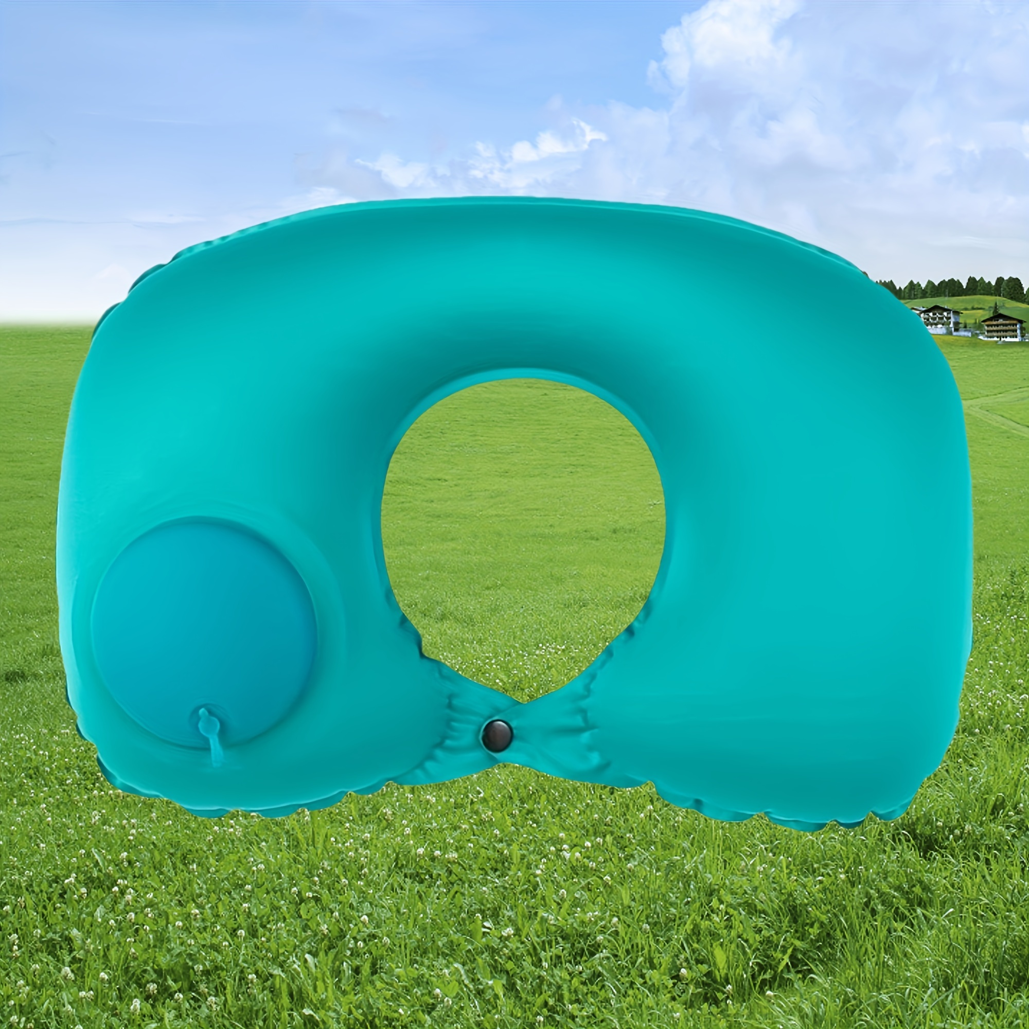 1pc camping inflatable pillow portable flocking and inflatable pillow for camping camping travel details 1