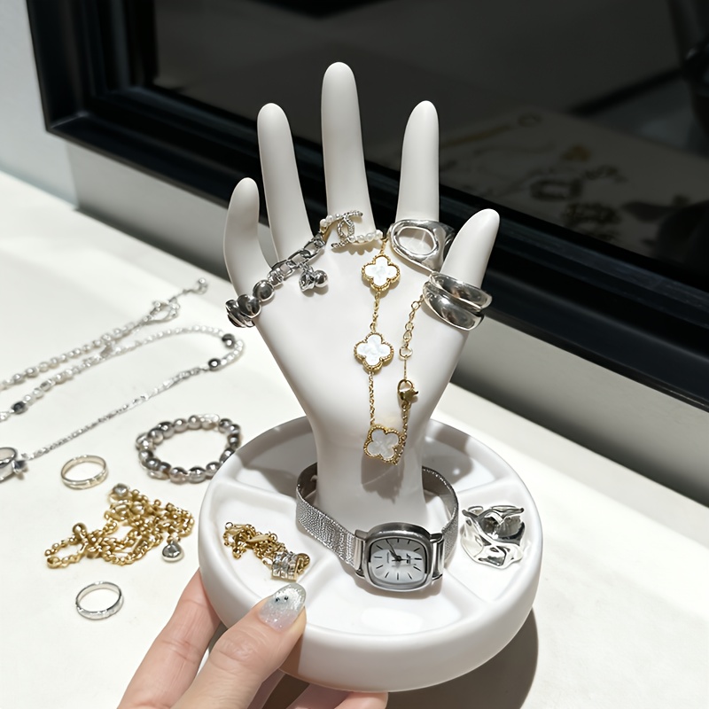 Image of Hand-shaped Jewelry Display Stand - With An Elegant White End And Tapered Fingers, Suitable For Rings, Bracelets, Earrings - Perfect Gift For Christmas, Valentine's Day, Mother's Day, Jewelry Towers