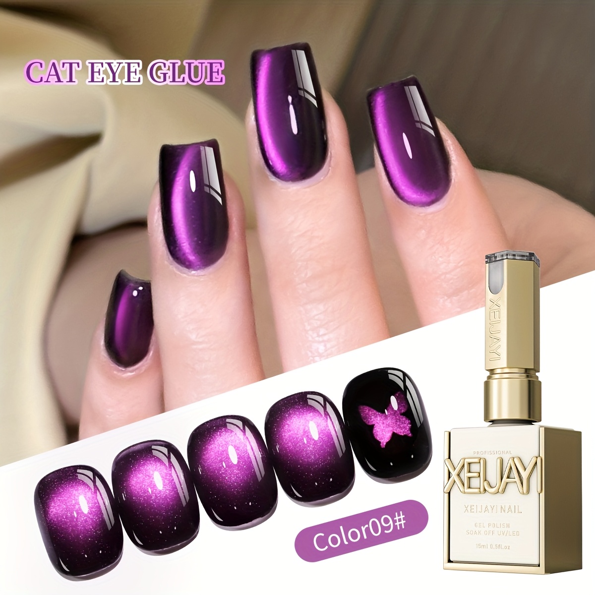 gel uñas ojo gato 2025 gel magnético reflectante Temu Ecuador