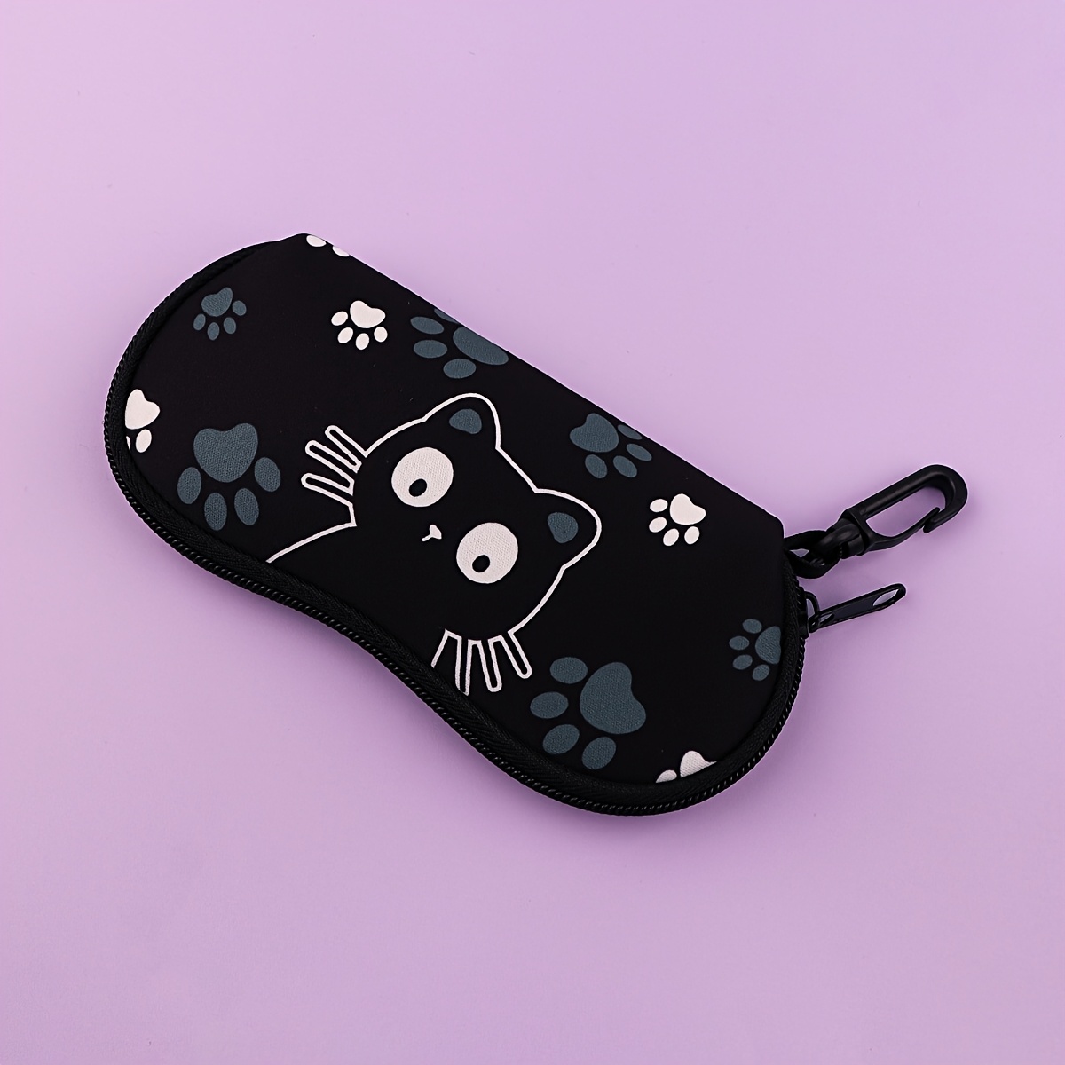 Image of 1pc Cute Black Cat Eyeglass Case With Zipper Closure - Protective Cover Suitable For Reading Glasses, Fashion Glasses Storage Box, Compact Wallet-friendly Eyewear Holder For Glasses & Style