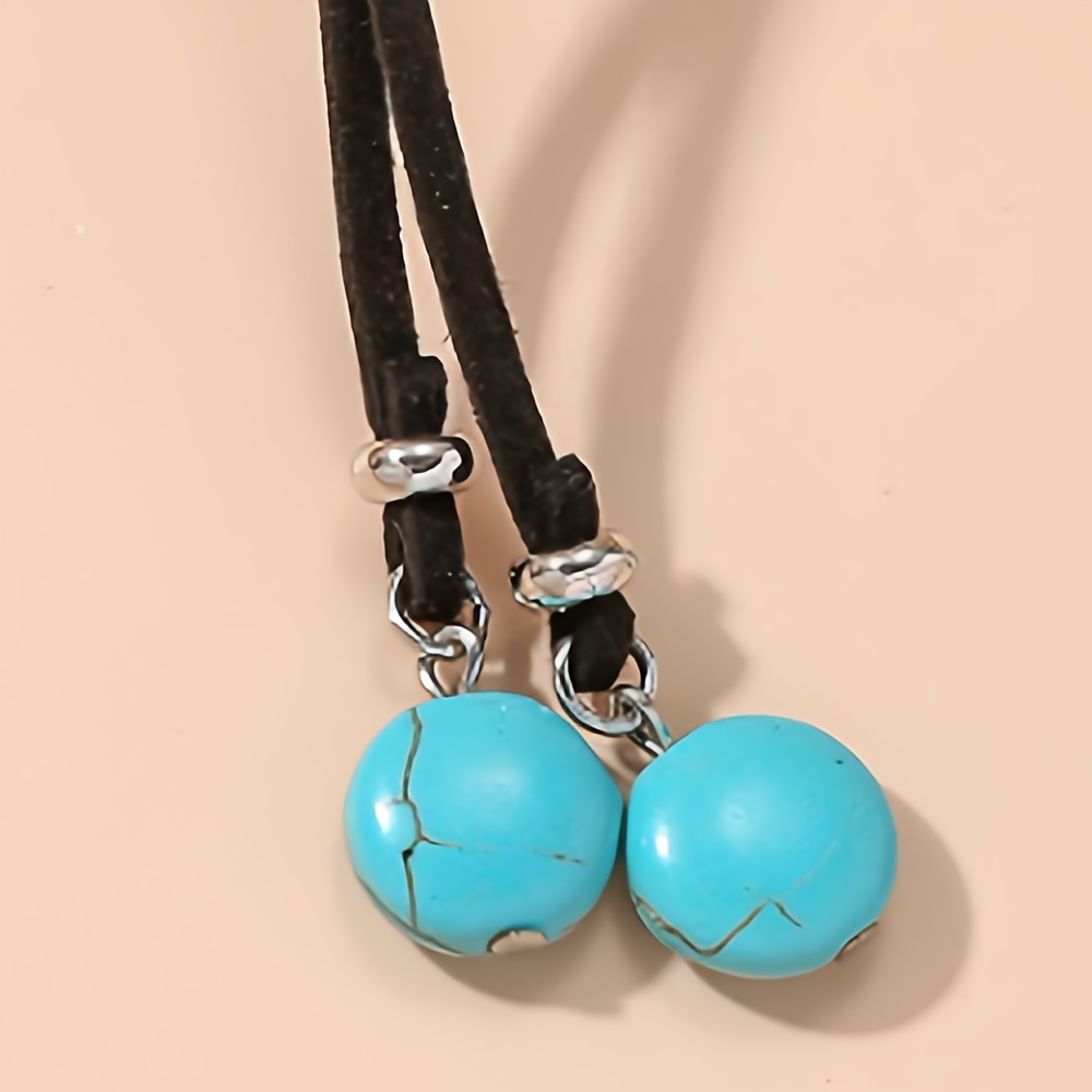 Boho Y Turquoise Bead Necklace for Women's Vacation