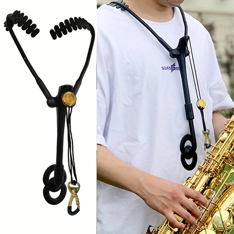 Sangle Rembourrée Saxophone - Ceinture Portage Confortable Avec Crochet Métal, Noir