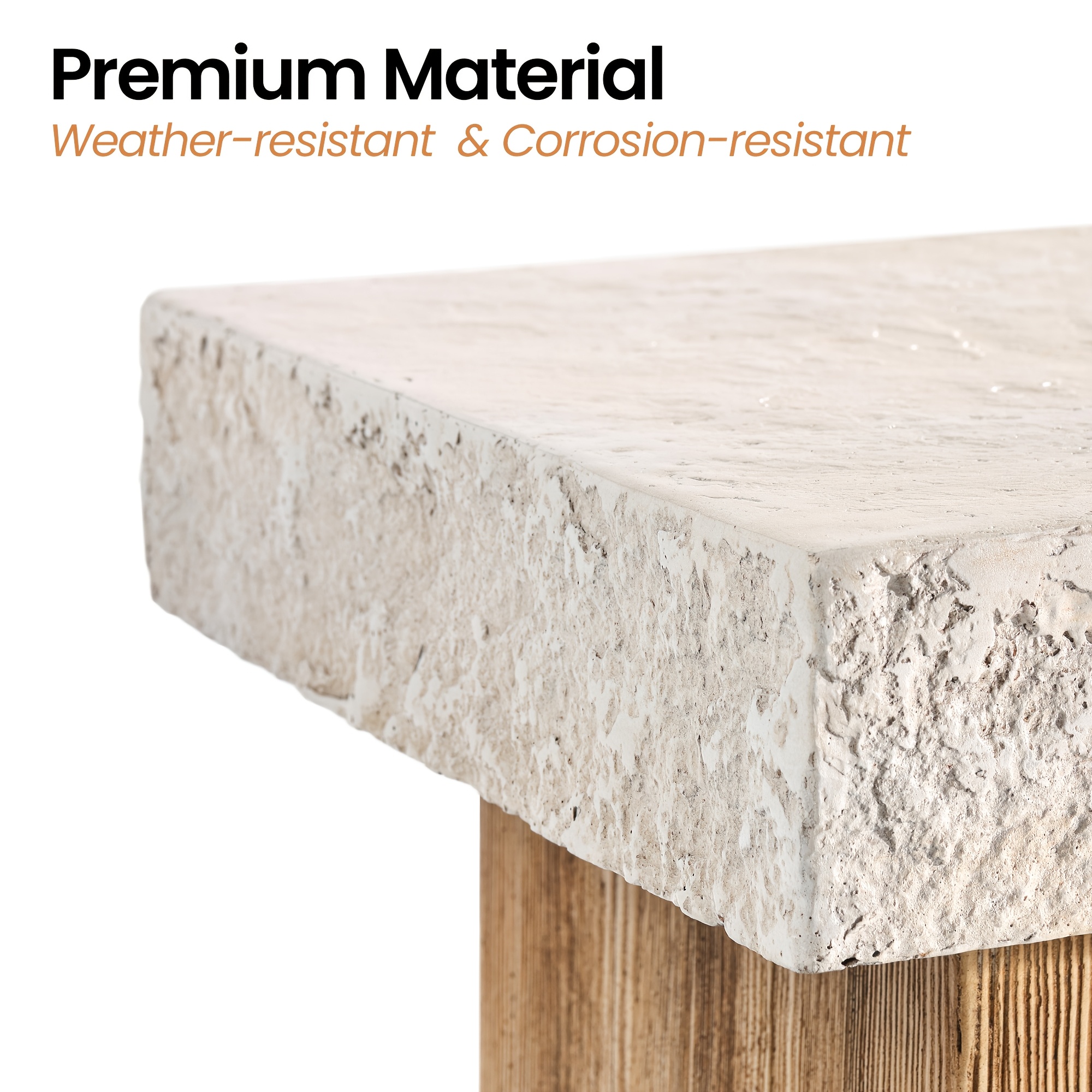 Wood Grain And Stone Patchwork Side Table, Magnesium Oxide End Table in Square Or Round Shape - Modern Accent Table for Living Room, Bedroom, Balcony - Plant Stand