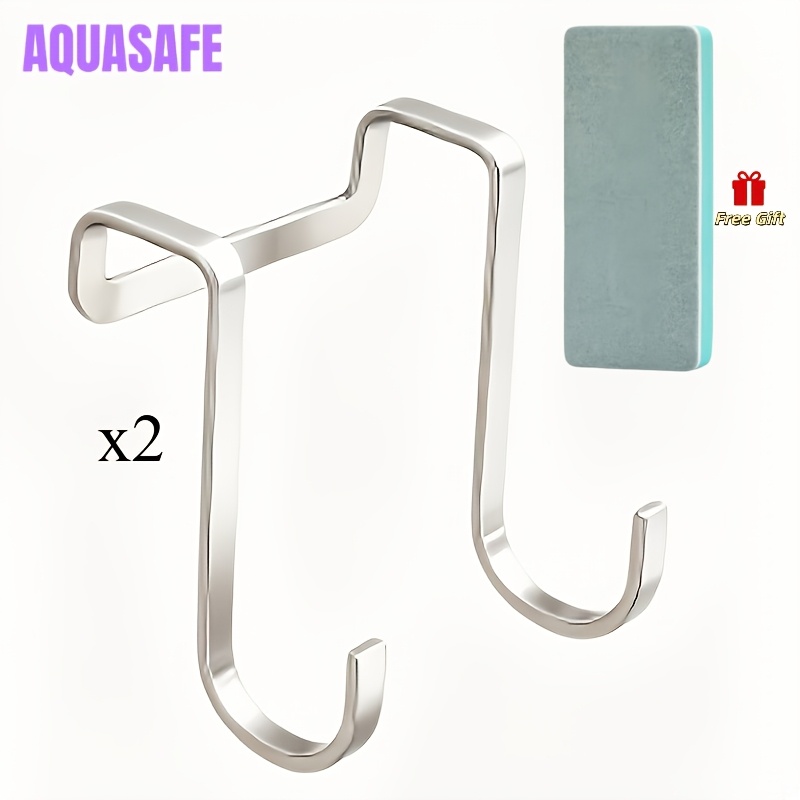 TEMU 3pcs Set: 2 Stainless Steel S-hooks + 1 Descaling Sponge. Stainless Steel S-hooks — Wall-mounted Without Drilling, Suitable For Kitchens,