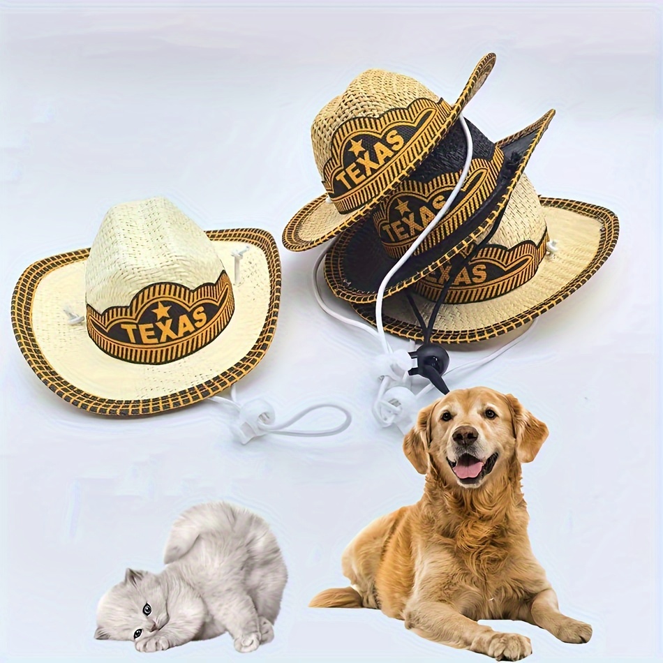 

Adjustable Pet Cowboy Hat For Cats & Dogs - Perfect For Holiday Parties & Outings, All-season Polyester