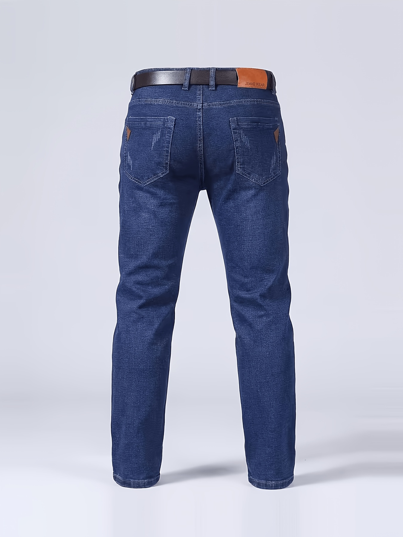 mens     jeans casual straight leg comfortable elastic waistband   black wash durable denim fabric pocket details   versatile streetwear   suitable for   work and casual wear
